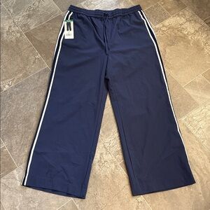 RACHEL Rachel Roy Navy Blue Joggers with White pinstripe stripe Accents XL  NWT